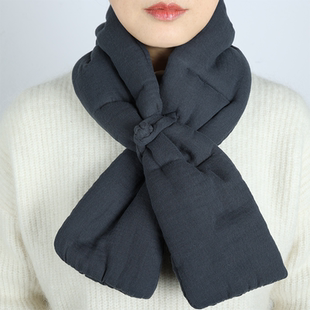 中国风纯色禅修棉麻冬季围巾围脖男女款保暖柔软亲肤加厚可调节