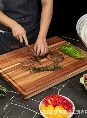 相思木菜板砧板实木加厚深水槽双面可用可剁肉熟食盘跨境出口货源