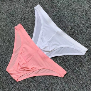 青年低腰性感一片无痕冰丝透气比基尼三角裤 内裤 梵卡兹男士 2条装