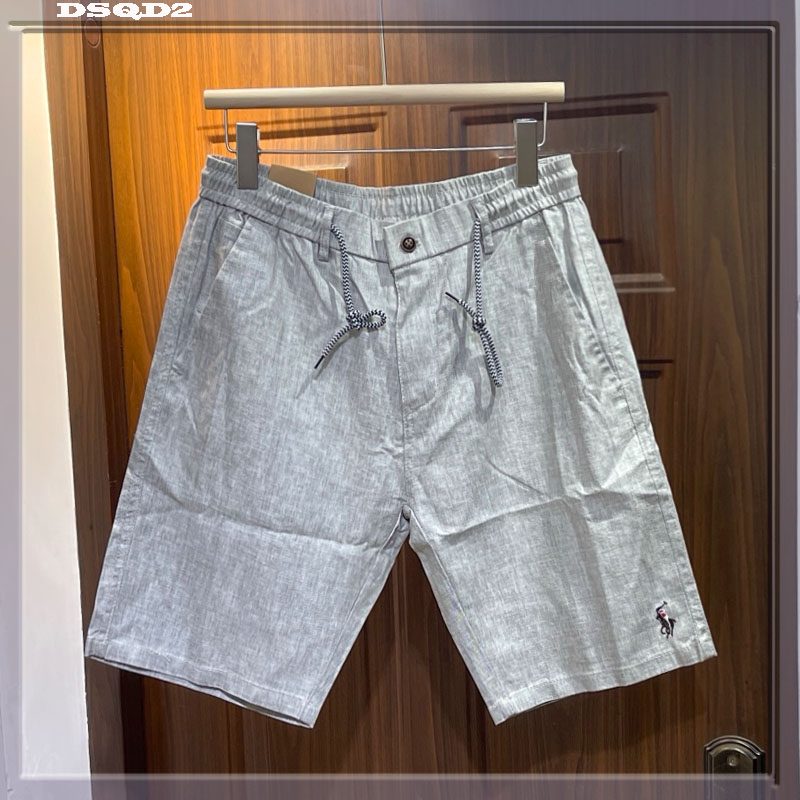 麻五分裤直筒松紧腰麻棉休闲男