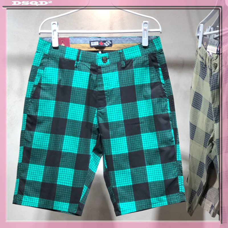 夏天马裤男潮牌微弹5分裤夏季微弹格子扎皮带沙滩裤直筒宽松短裤,男装,休闲裤,淘宝优惠券,粉丝福利购,淘宝优惠卷