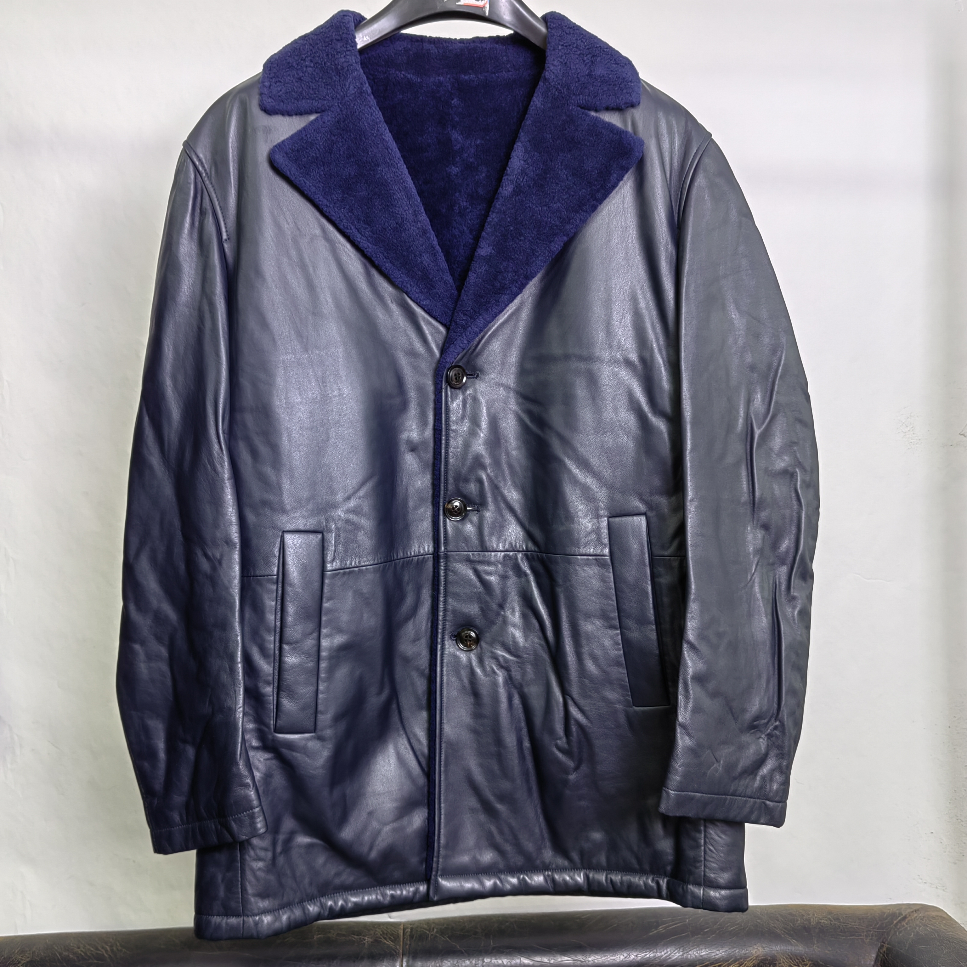 诺丁牌头层羊皮革 充满商务设计感 高端男装休闲真皮皮衣T2461