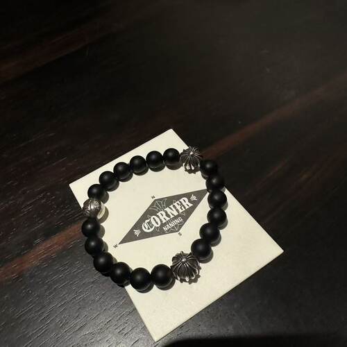 克罗心黑曜石三银球手串