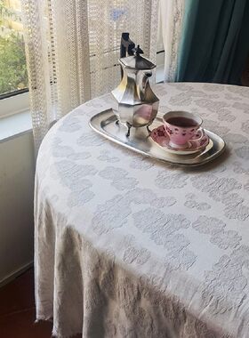 一鸿提花棉麻桌布欧风典雅茶几布