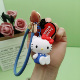 新款 HelloKitty凯蒂猫皮绳钥匙扣女可爱手机挂件 可爱少女心正版
