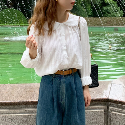 私服法式纯棉元宝领衬衫