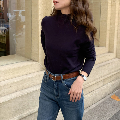 高弹力半高领修身弹力打底针织