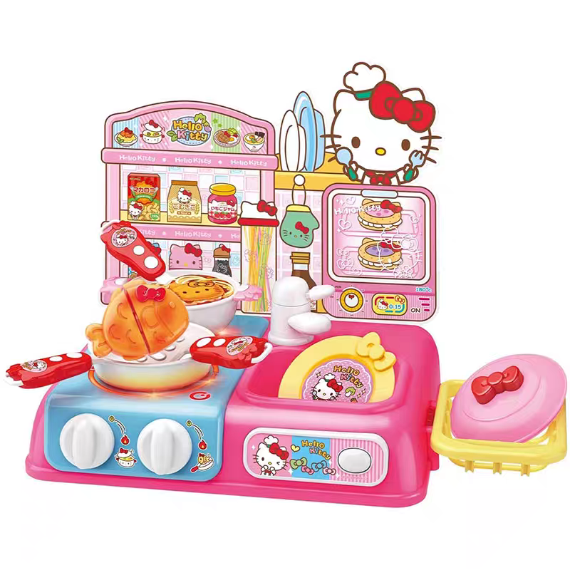 日本hellokitty三丽鸥小吃车面包机茶壶果汁机男孩女孩过家家玩具