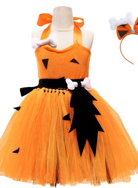 女童演出服cosplay疯狂原始人tutu网纱裙子万圣节晚会派对公主裙