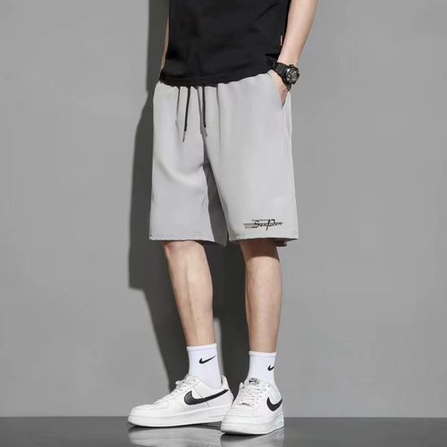 冰丝速干短裤男士夏季外穿薄款中裤男款夏天跑步休闲运动五分裤子