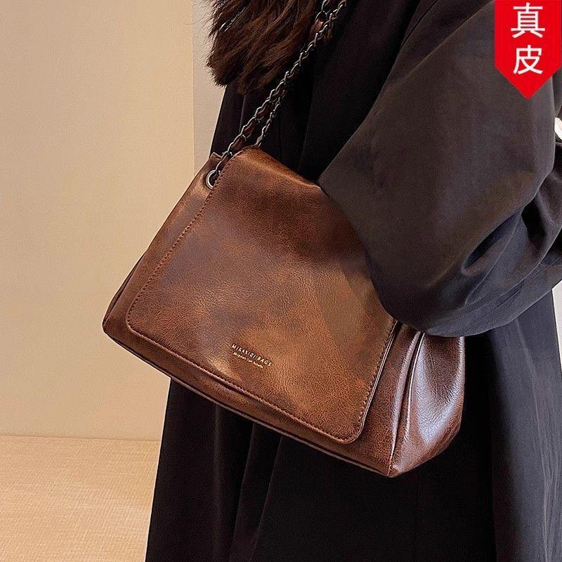 大容量托特上课单肩质感大学生包包包高级通勤2026包真皮包链条女