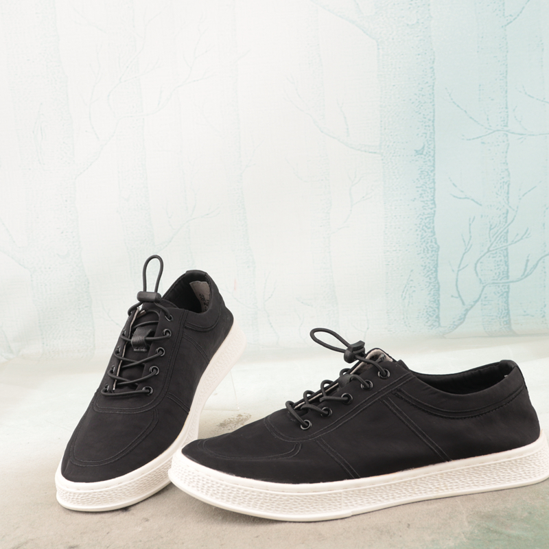 37码黑色圆头舒适小码男鞋子猪皮真皮垫日常通勤休闲布鞋X144-2