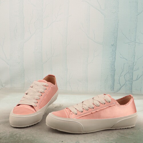 拼色真丝布厚底牛皮里休闲板鞋