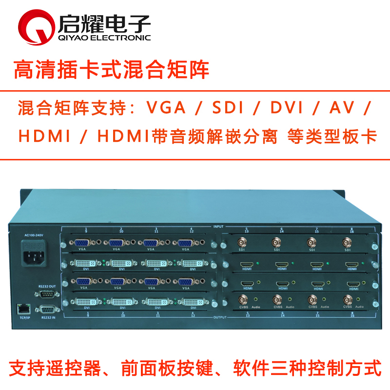 高清混合矩阵 插卡式矩阵切换器 HDMI/VGA/SDI/DVI/AV板卡 遥控器 电子/电工 视频矩阵服务器 原图主图
