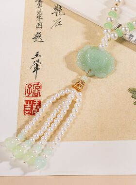 新中式项链清新绿色蝴蝶吊坠古风