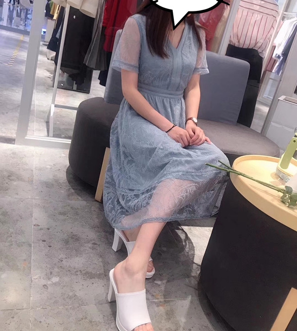 飘伊芙丽影子韩版短袖中长款连衣裙168.00元包邮