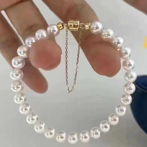 天然淡水白珍珠正圆无暇手串经典百搭吸铁扣时尚女士热销高端手串