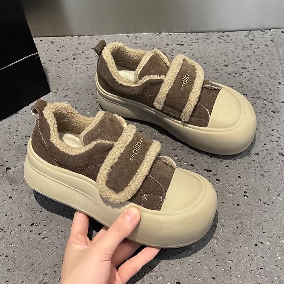 丑萌魔术贴大头面包鞋女冬季新款