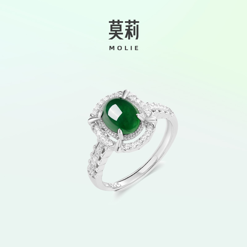 莫莉新中式翡翠银戒指
