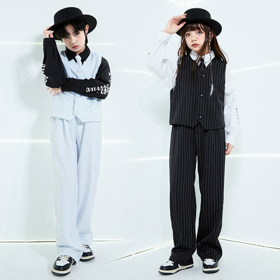 少儿Popping演出服locking锁舞西服街舞西装套装儿童机械舞服装