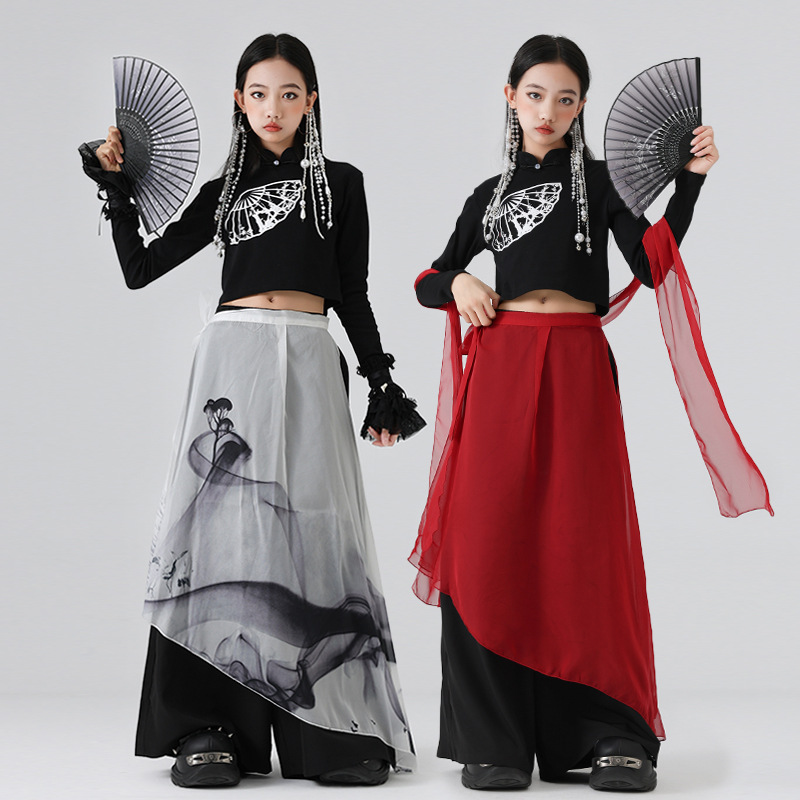 中秋女童爵士舞服装时髦少儿街舞演出服儿童国风jazz舞蹈表演女孩