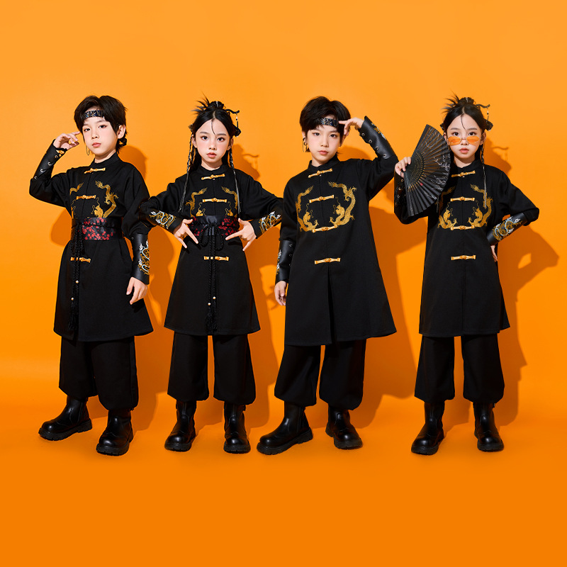 儿童中国风服装元旦演出服女孩合唱服武术表演服古装男童街舞套装