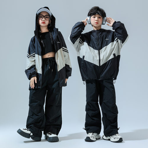 儿童街舞演出服潮服运动套装hiphop嘻哈爵士舞服装女童走秀表演服