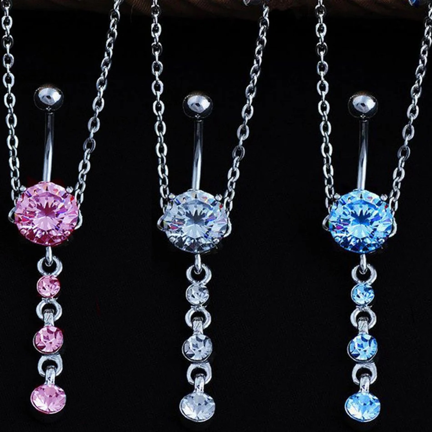 Fashion 14G Surgical Titanium Barbell Round Zircon Pendant