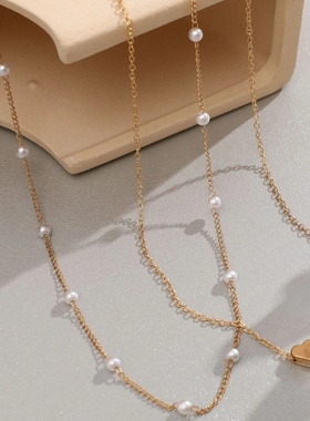 LATS Simple Pearl Choker Necklaces for Women Fashion Double