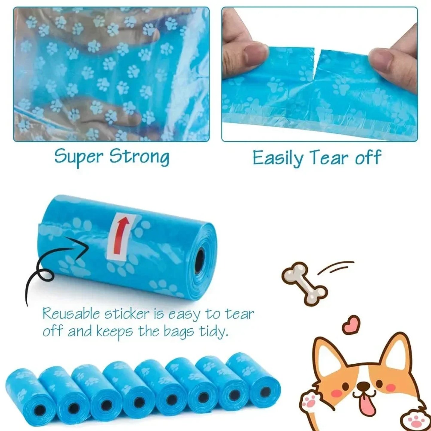 Pet Poop Bag Solid Color Printed Pet Garbage Bag Clean Poop