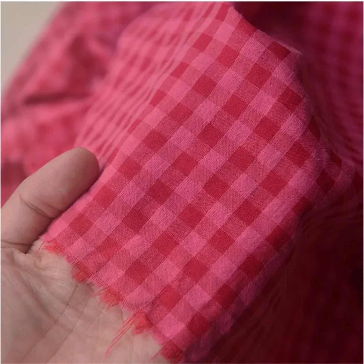 Rose Bubble Polyester Cotton Cloth Fabric Checkered DIY Han