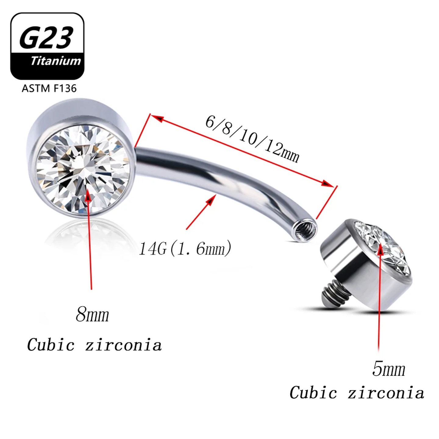 Belly Piercing Button Rings G23 Titanium Astm F136 14g Body