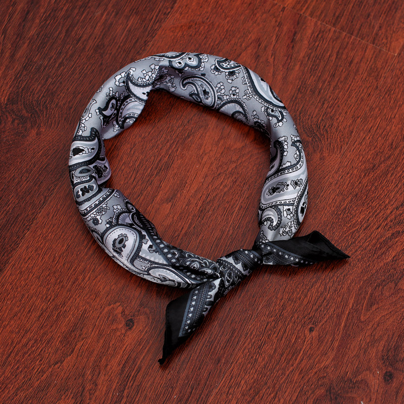 新款韩版男士商务西装领巾时尚 女小方巾潮复古腰果花小丝巾发带