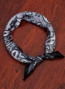 新款韩版男士商务西装领巾时尚 女小方巾潮复古腰果花小丝巾发带