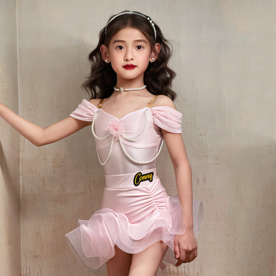 康尼新款拉丁舞服装女跳舞蹈练功服连体上衣鱼骨裙子表演出服洋气