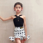 CONNY夏新款 拉丁舞服装 女日常训练功儿童跳舞蹈半身裙子吊带上衣