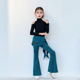 裙高领上衣长袖 CONNY拉丁舞套装 女儿童跳舞蹈练功训练服微喇叭裤