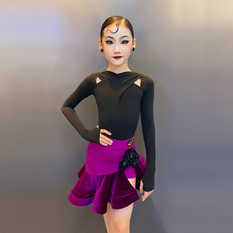 CONNY拉丁舞蹈长袖分体套装女