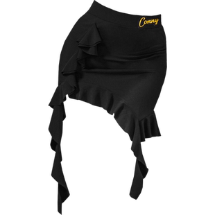 CONNY拉丁舞半身裙女跳舞蹈练功服下装不规则国标摩登舞裙子黑色