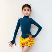 CONNY新款 拉丁舞套装 女儿童跳舞蹈练功服连体上衣半身裙子训练服