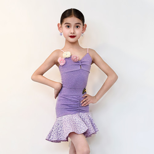 CONNY夏季拉丁舞服女跳舞蹈练功服吊带上衣半身裙子儿童练习套装