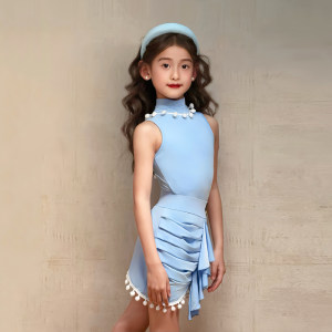 CONNY拉丁舞服女舞蹈训练功服儿童网红无袖专业上课表演出裙套装