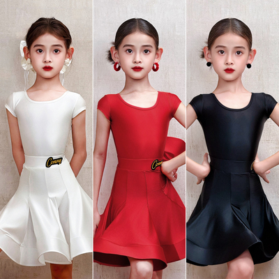 CONNY康尼夏季拉丁舞服装女专业规定比赛服儿童表演鱼骨裙子短袖