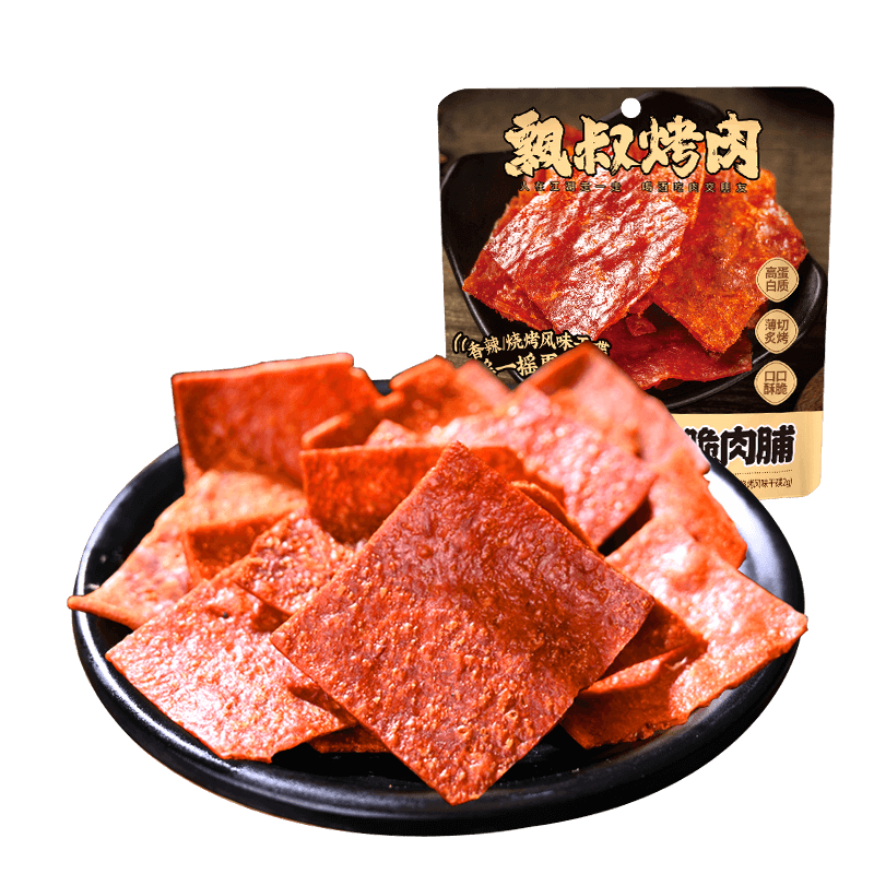 飘零大叔芝麻酥脆烤肉片30g*2袋高蛋白香酥肉脯干薄脆片烧烤零食