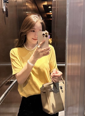 King studios23春日真丝短袖羊毛针织tee纯色基础 显白极简大气