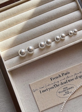 King studios2023进口人造冷调澳白光珍珠耳钉丝绸光泽感正圆经典