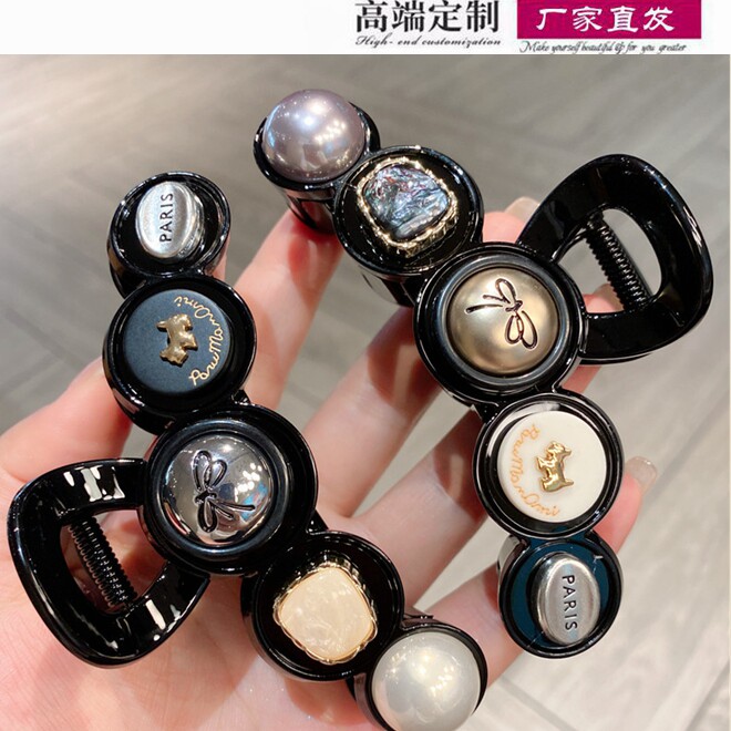 韩国小众复古头发抓夹中号11CM高级感盘发鲨鱼夹后脑勺夹子发卡女 - 实物图