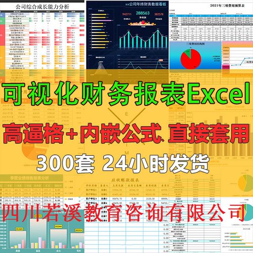 可视化财务报表excel公式会计财务销售分析图表收支动态经营数据