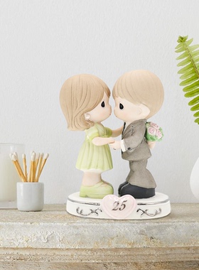 Precious Moments水滴娃娃结婚25周年纪念款爱情陶瓷装饰摆件礼物