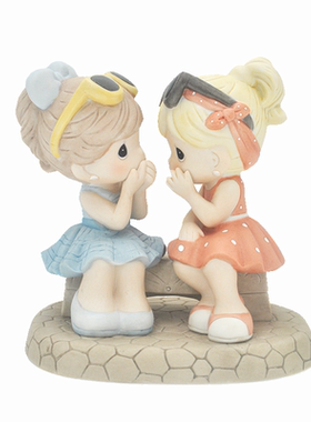 Precious Moments 水滴娃娃 好朋友无话不说 陶瓷女孩好朋友摆件